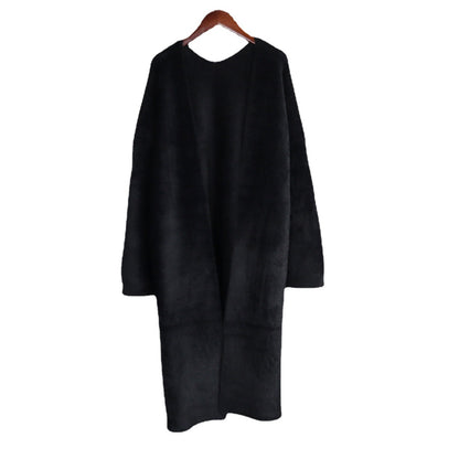 Classy Women Mink Wool Design Long Outerwear