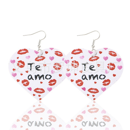 3pcs/Set Pu Leather Sweetheart Design Pink Earrings for Women