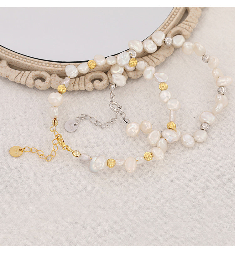 Fashion Baroque Pearl Sterling Sliver Bracelets for Women