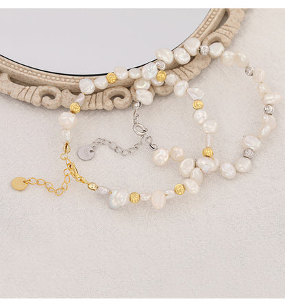 Fashion Baroque Pearl Sterling Sliver Bracelets for Women