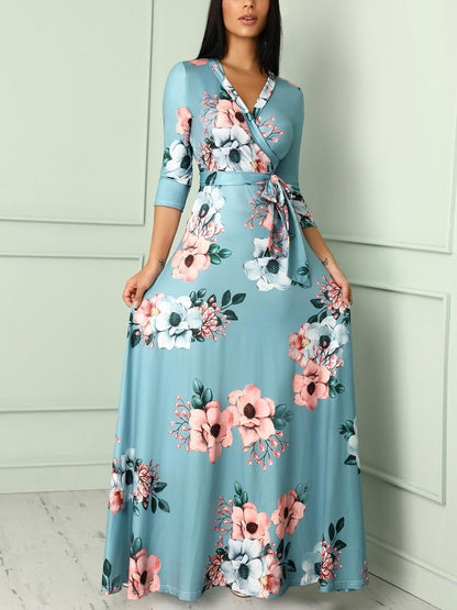 Plus Sizes Floral Women Autumn Party Dresses