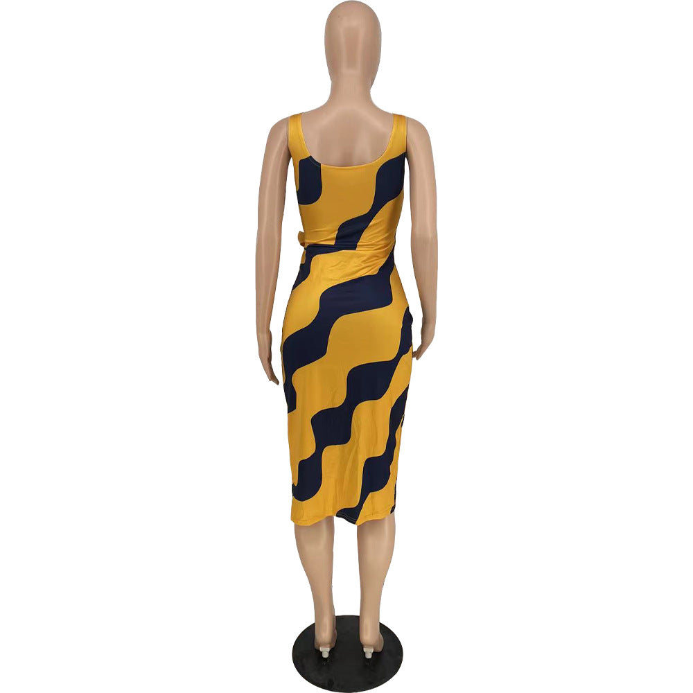 Sexy Unfixed Print Split Front Sexy Women Dresses