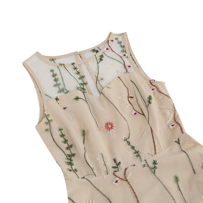 Vintage Sleeveless Embroidery Dresses