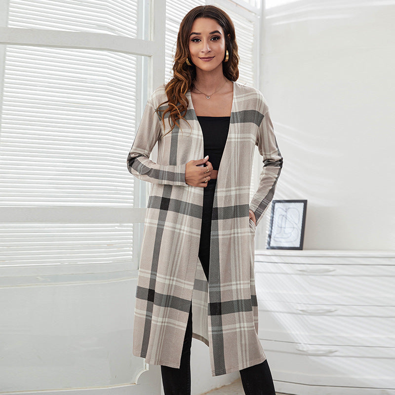 Leopard Print Knitted Long Coats Cardigan