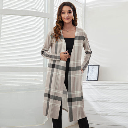 Leopard Print Knitted Long Coats Cardigan