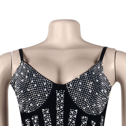 Sexy Women See Through Rhinestone Night Party Dresses-STYLEGOING