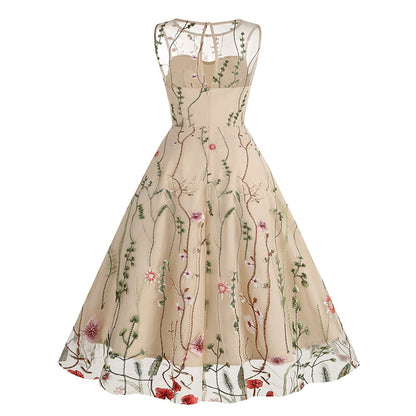 Vintage Sleeveless Embroidery Dresses
