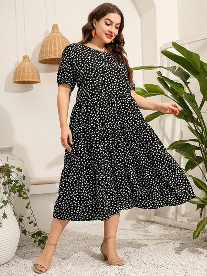 Women Short Sleeves Plus Sizes Dresses