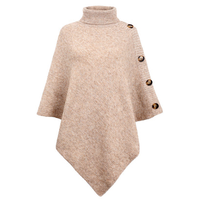 Winter High Neck Knitted Women Cape Coats