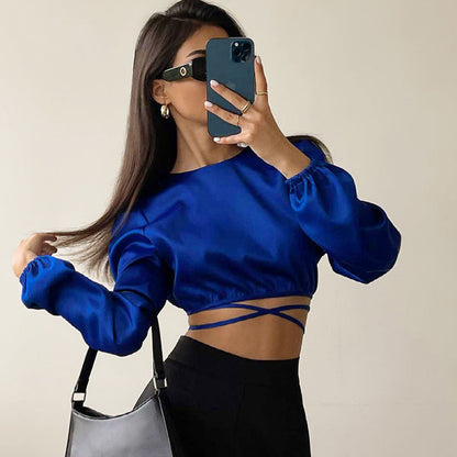 Sexy Designed Midriff Baring Backless Summer Women Tops