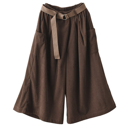 Vintage Elastic Waist Wide Legs Pants for Women