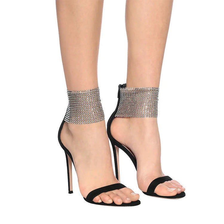 Sexy Plus Sizes Rhinestone High Heels Sandals