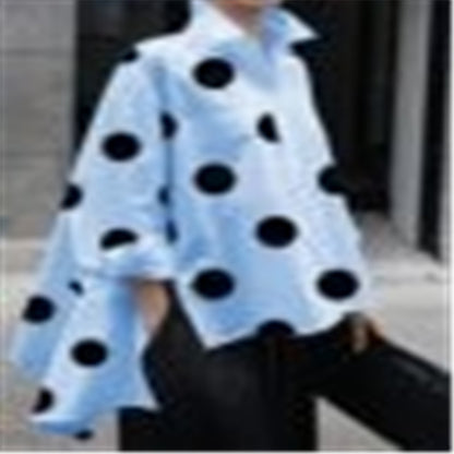 Casual Dot Print Cotton Loose Shirts for Women
