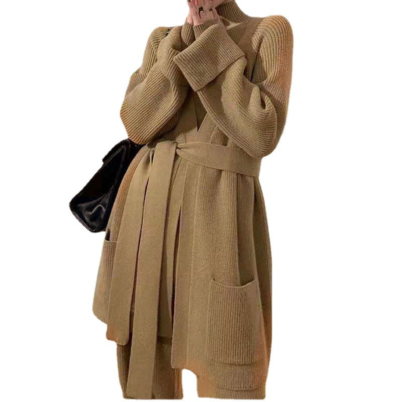 Fashion Women Knitting Cardigan Basic Top and Pants Sets