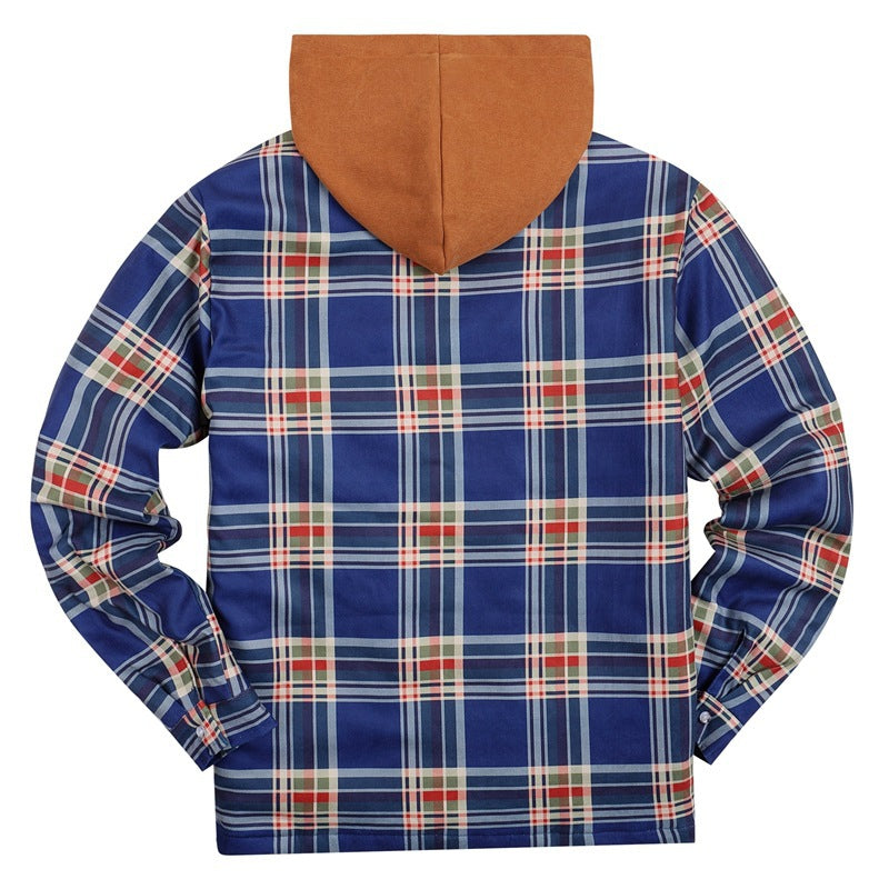 Plaid Winter Hoodies Jacket Outerwear for Men
