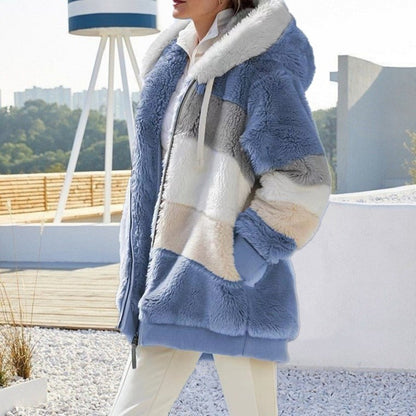 Winter Velvet Zipper Hoodies Overcoat for Women