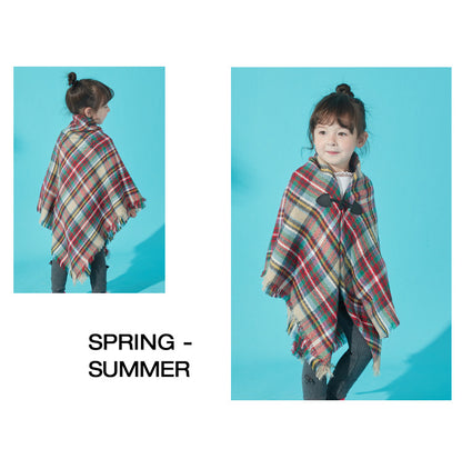 Winter Plaid Cloak Capes for Kids