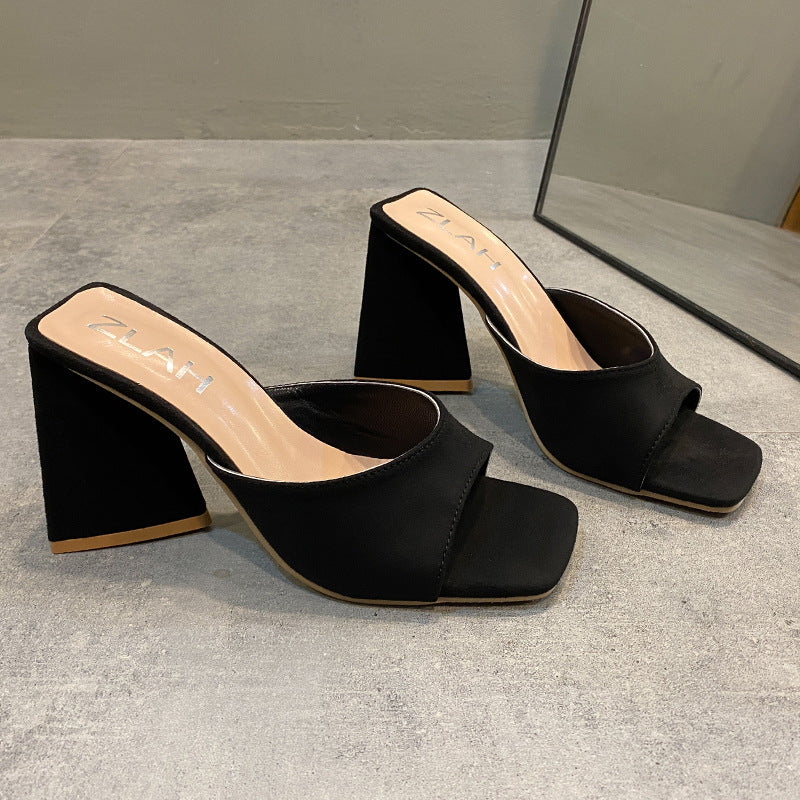 Women Chunky Heels Plus Sizes Slippers