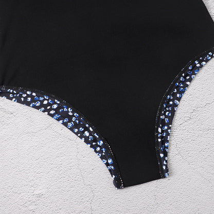 Blue Floral Print Long Sleeves Surf Wear