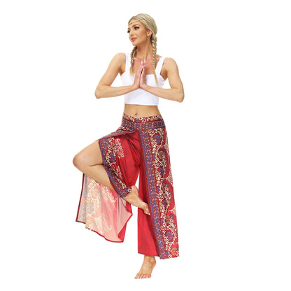 Casual Floral Print Women Yoga Loose Pants
