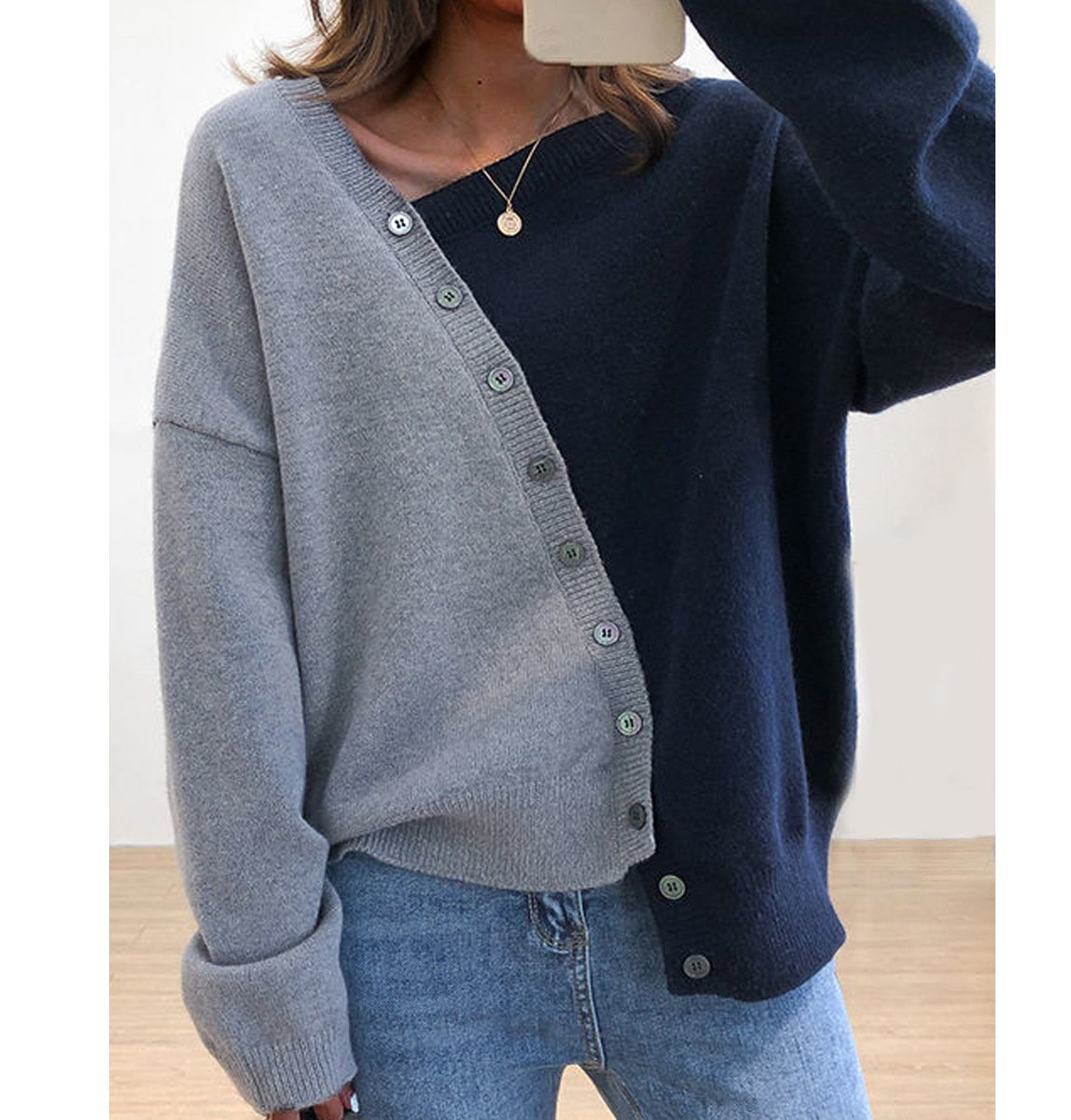 Casual Contrast Long Sleeves Knitting Sweaters