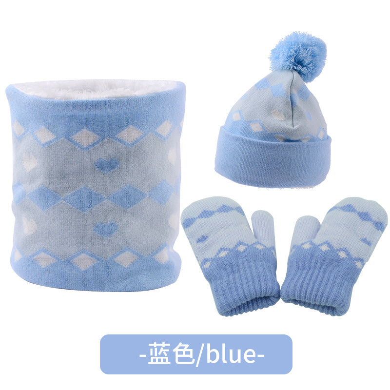 Winter Knitting Hats Gloves Scarfs 3pcs/set