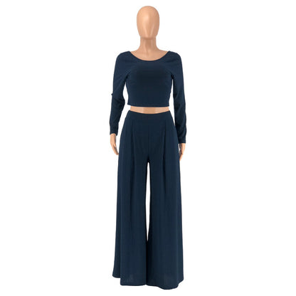 Casual Knitting Women Short Tops and Pants