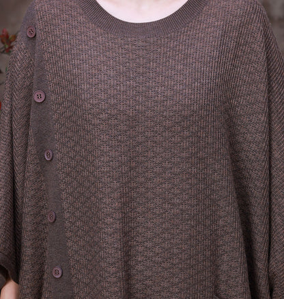 Vintage Batwing Sleeves Fall Plus Sizes Woolen Knitting Dresses