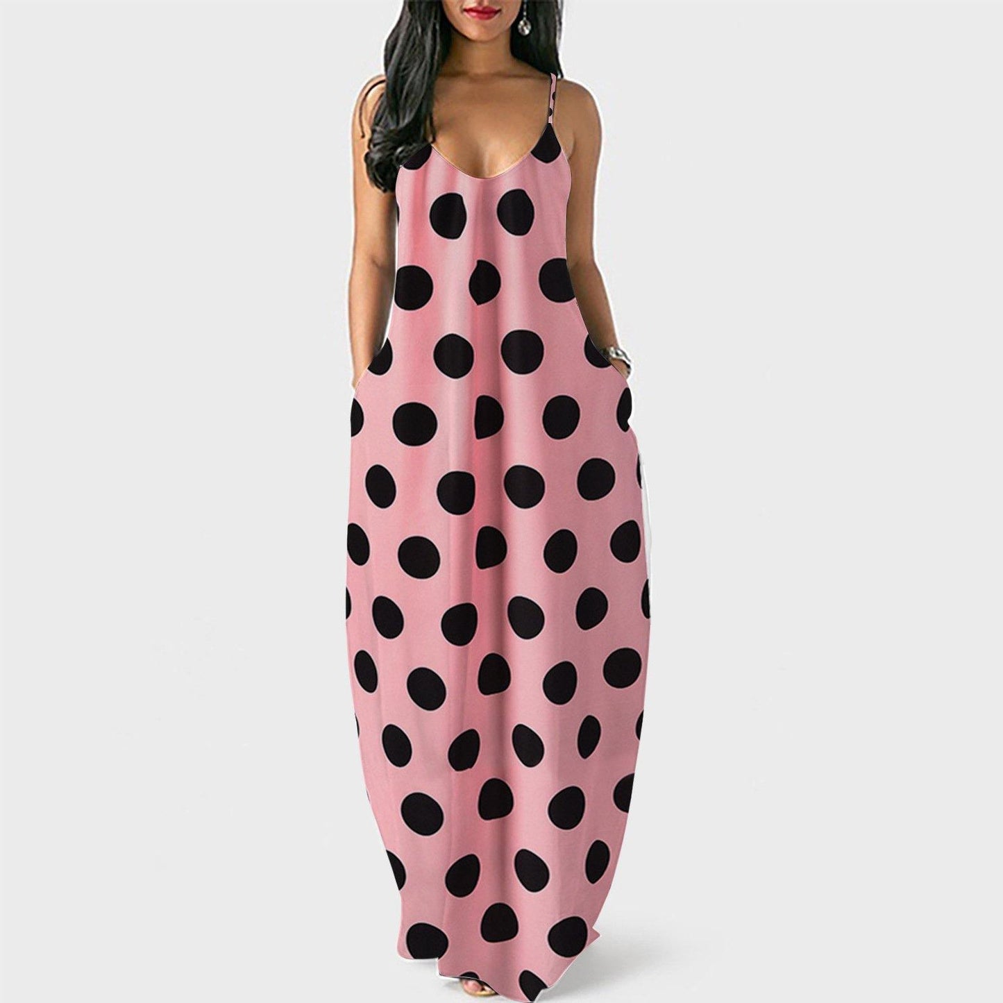 Plus Sizes Summer Dot Print Long Dresses-STYLEGOING