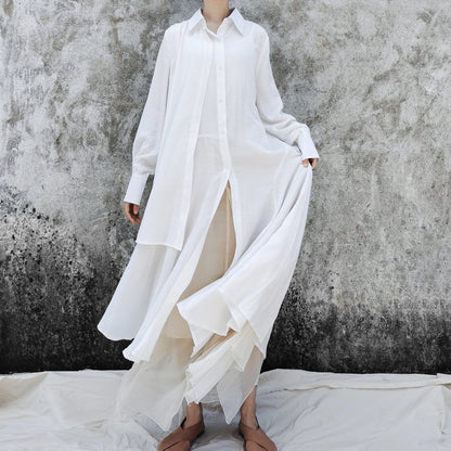 Ethnic Vintage Linen Designed Long Shirt Dresses