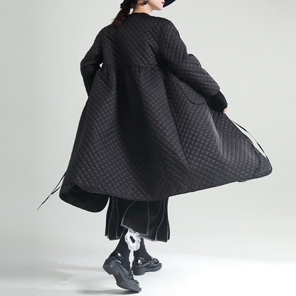 Black Cotton Winter Women Overcoats