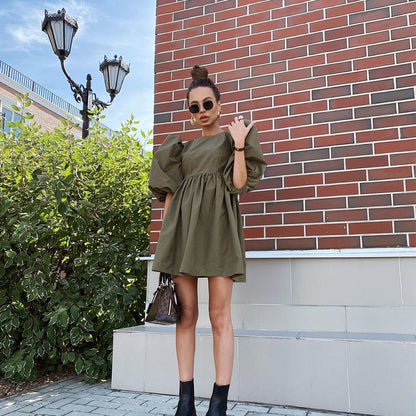 Summer Women Half Sleeves Cotton Mini Dresses