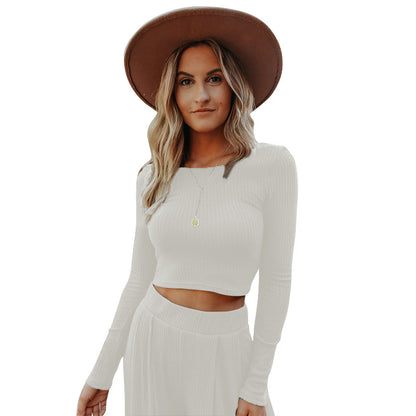 Casual Knitting Women Short Tops and Pants