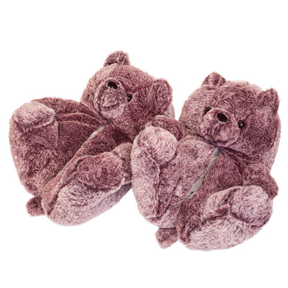 Winter Teddy Bear Plush Slippers