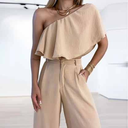 Women Ruffled Design Two Pieces Suits
