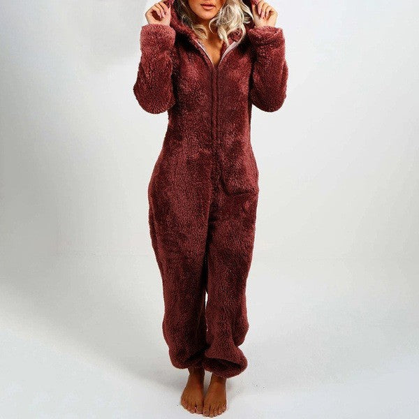 Plus Sizes Women Fleece Jumpsuits Sleepwear