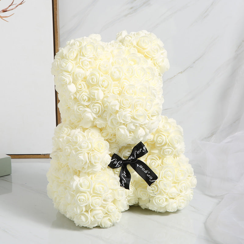Valentine's Gift Preserved Flowers Rose Bear 25cm