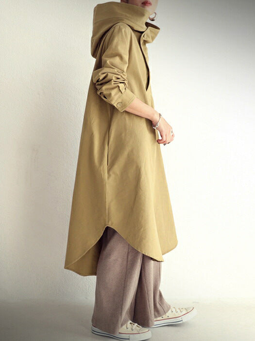 Casual Long Sleeves Hoodies Wind Break Overcoats