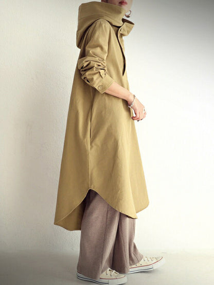 Casual Long Sleeves Hoodies Wind Break Overcoats