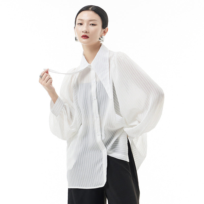 Designed See Through Long Sleeves Shirts for Women