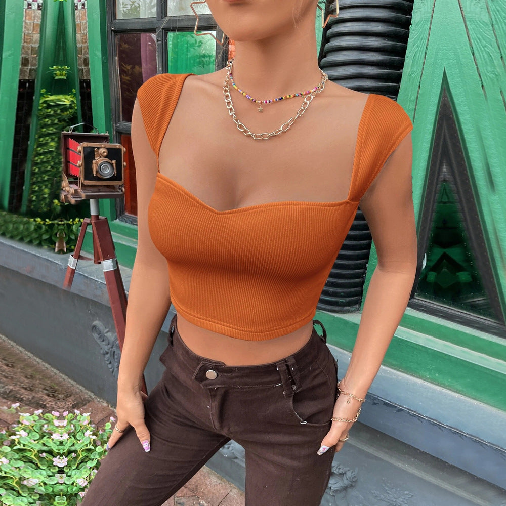Sexy Square Neckline Short Mini Summer T Shirts