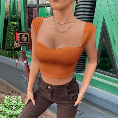 Sexy Square Neckline Short Mini Summer T Shirts