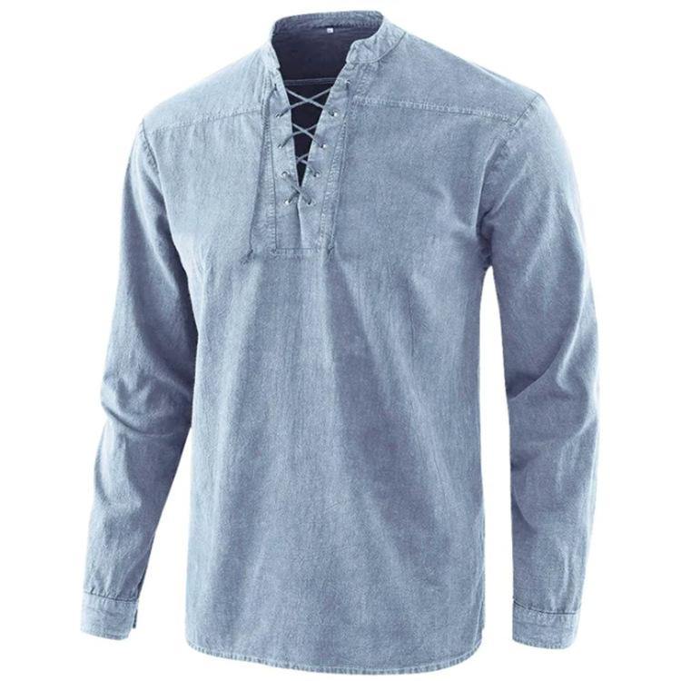 Vintage Men Casual Long Sleeves Shirts-STYLEGOING