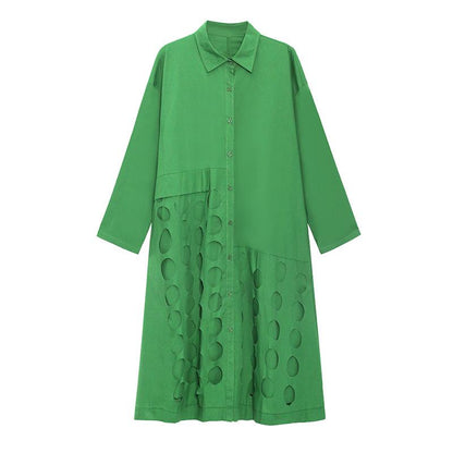 Women Long Sleeves Loose Hollow Out Long Dresses-STYLEGOING