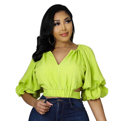 Designed Half Sleeves Spring Blouses for Women