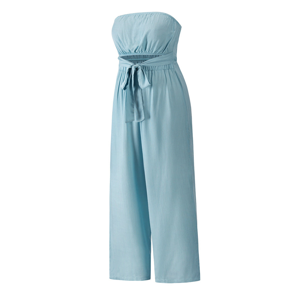 Summer Casual Strapless Backless Women Jumpsuits