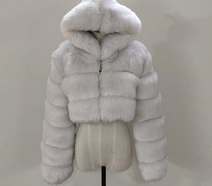 Fashion Artificial Faux Fur Short Overcoats for Women
