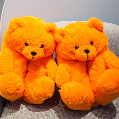 Winter Teddy Bear Plush Slippers