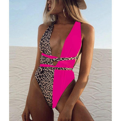 New Sexy V-neck Backless One Piece Swimwear-STYLEGOING
