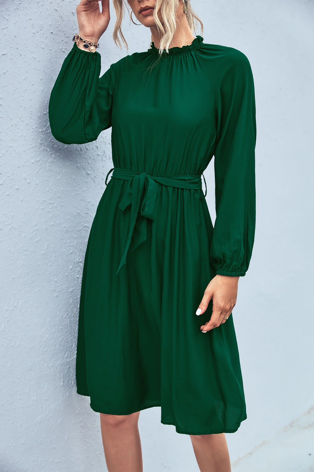 Elegant Long Sleeves Lace Up Women Dresses